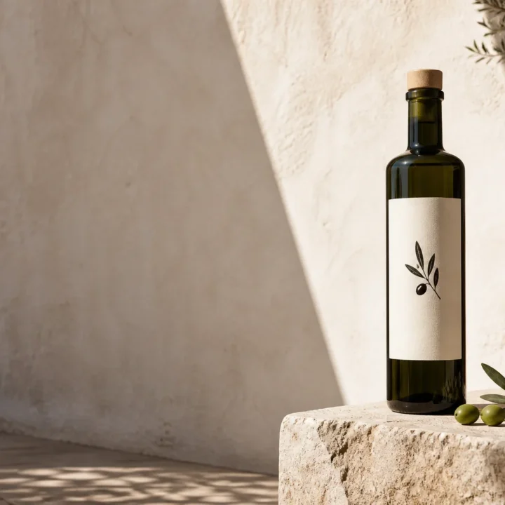 Botella de aceite SERRA Nº01 en un patio mediterráneo